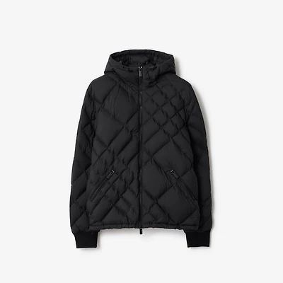 Check-stitch Nylon Doversgreen Puffer Jacket in Black - Men | Burberry® Official