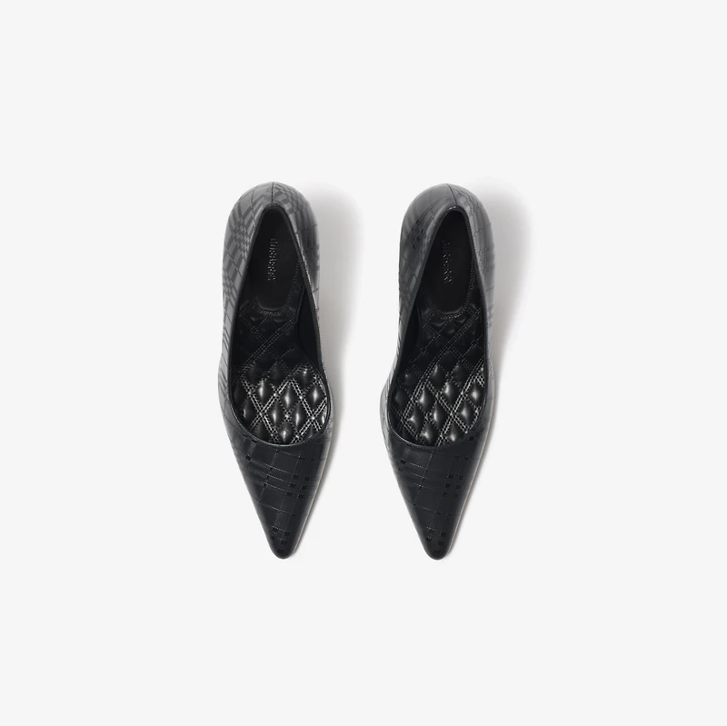 Check Leather Dame High Pumps in Black - Women | Burberry® Official