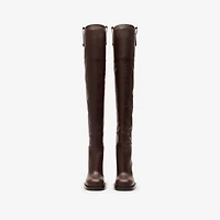 Leather Cavalier Thigh-high Heel Boots in Treacle brown - Women | Burberry® Official