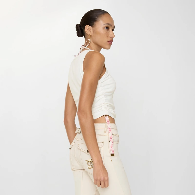 Festival Cotton Blend Tank Top in Chalk white - Women | Burberry® Official