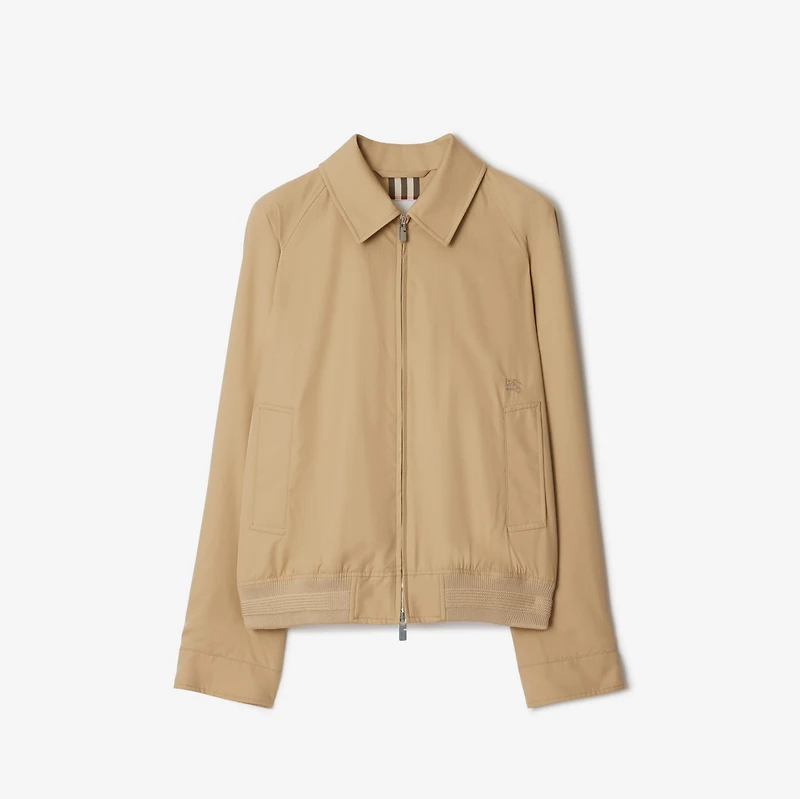 Gabardine Chester Harrington Jacket in Flax beige - Men, Cotton | Burberry® Official