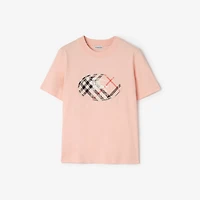 Check Knight Stamp Cotton T-shirt in Compact pink - Women | Burberry® Official