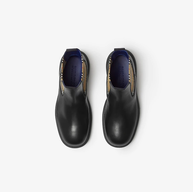 Leather Creeper Low Chelsea Boots in Black/sand - Women | Burberry® Official