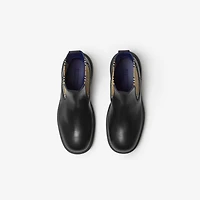Leather Creeper Low Chelsea Boots in Black/sand - Women | Burberry® Official