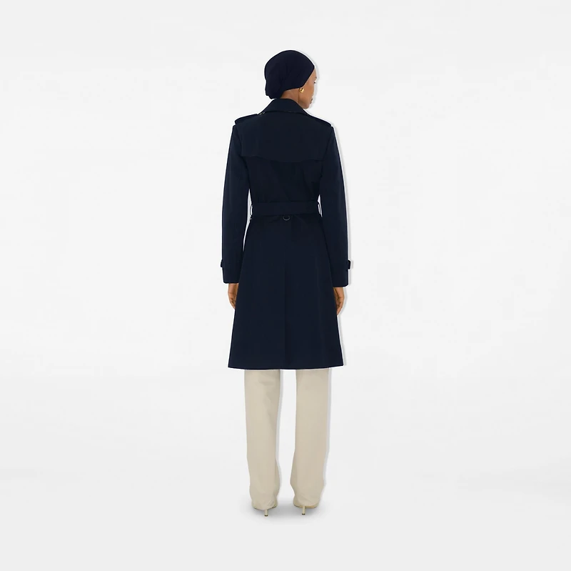 Long Chelsea Heritage Trench Coat in Coal blue - Women, Cotton Gabardine | Burberry® Official