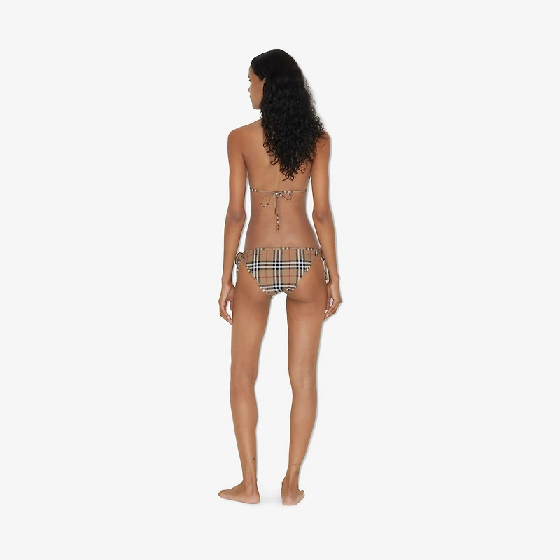 Check Triangle Bikini in Archive beige Yellow - Women, Nylon | Burberry® Official
