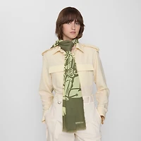 Wide EKD Wool Scarf in Pea | Burberry® Official