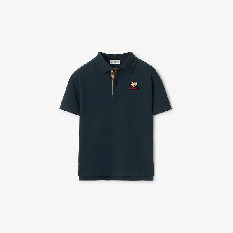 Cotton Polo Shirt in Storm blue | Burberry® Official