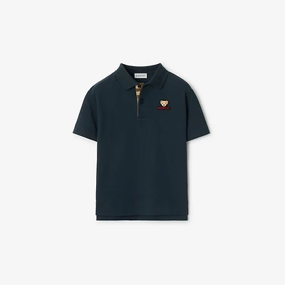 Cotton Polo Shirt in Storm blue | Burberry® Official