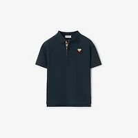 Cotton Polo Shirt in Storm blue | Burberry® Official