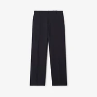 Cotton Linen Tailored Trousers in Navy - Men | Burberry® Official