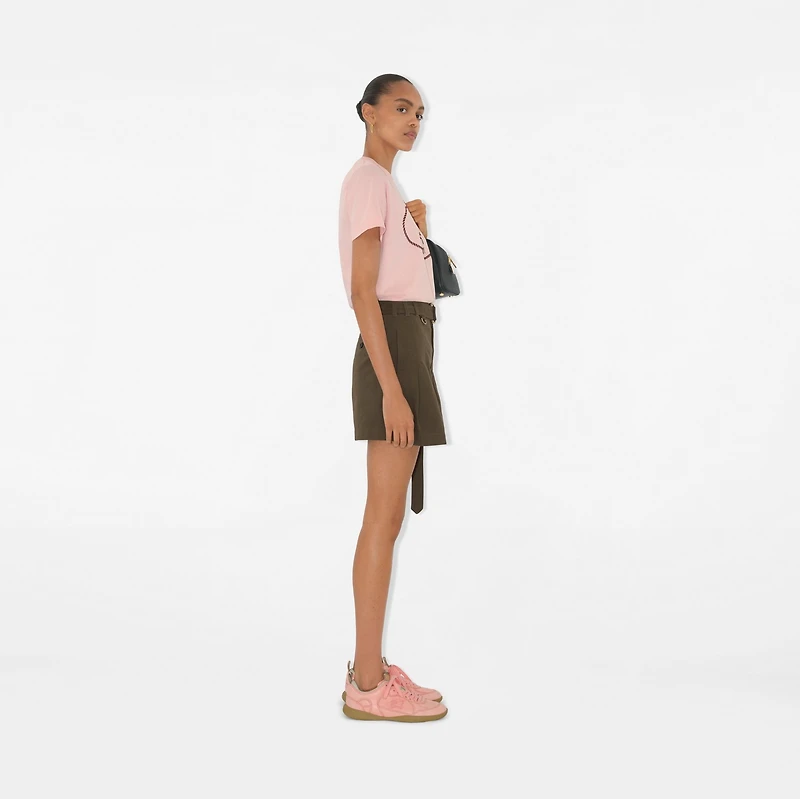 Gabardine Belted Shorts in Military - Women, Cotton | Burberry® Official