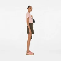 Gabardine Belted Shorts in Military - Women, Cotton | Burberry® Official