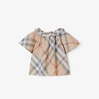Check Cotton Three-piece Baby Gift Set in Pale stone - Children | Burberry® Official