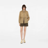 Short Checker-tape Nylon Parka in Flax - Women | Burberry® Official