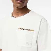 Check Trim Cotton T-shirt in Chalk white - Men | Burberry® Official