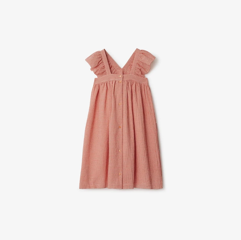 Gingham Cotton Dress in Orange red | Burberry® Official