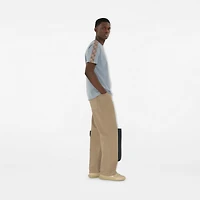 Check Trim Cotton T-shirt in Gale grey - Men | Burberry® Official