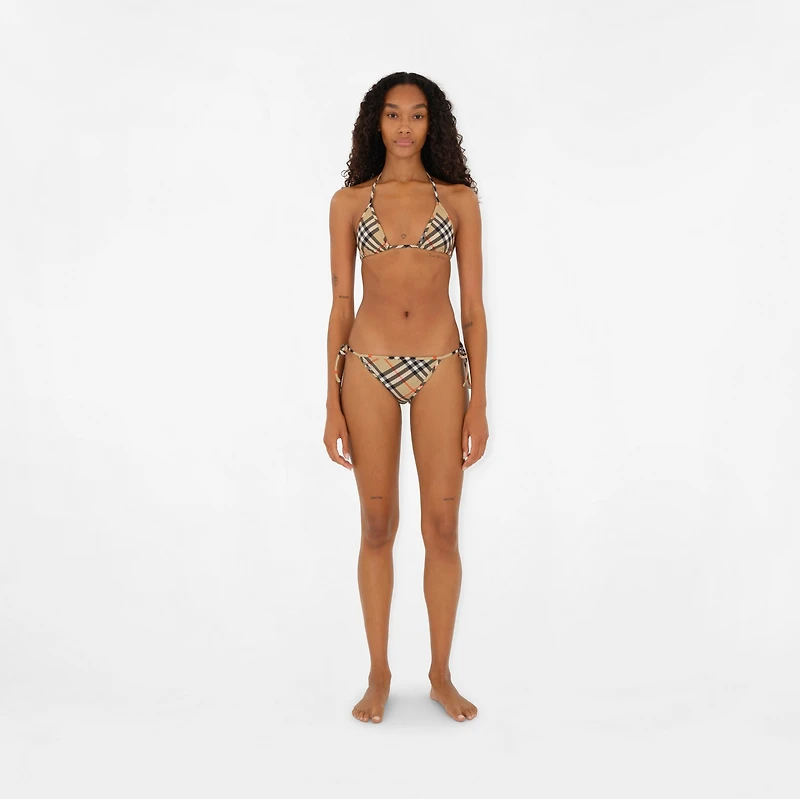 Check Bikini Top in Sand - Women | Burberry® Official