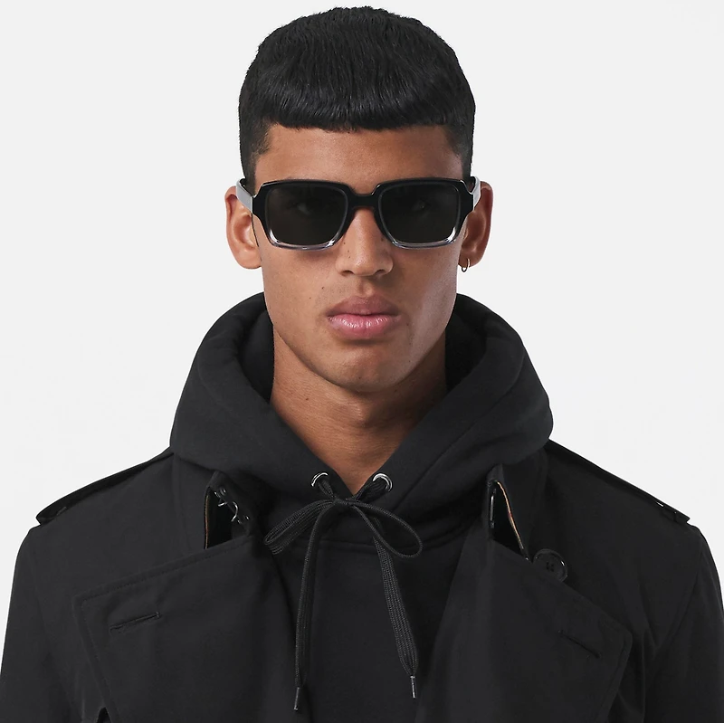 Logo Detail Rectangular Frame Sunglasses in Black/transparent - Men | Burberry® Official