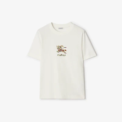Floral EKD Cotton T-shirt in Chalk white - Women | Burberry® Official