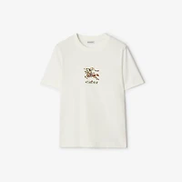 Floral EKD Cotton T-shirt in Chalk white - Women | Burberry® Official