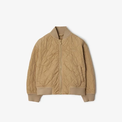 Quilted Nylon Bomber Jacket in Sand | Burberry® Official