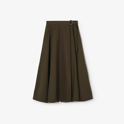 Wool Twill Midi Skirt in Bright caper - Women | Burberry® Official