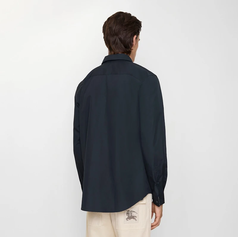 Regular Fit Cotton Poplin Shirt in Navy - Men | Burberry® Official