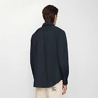 Regular Fit Cotton Poplin Shirt in Navy - Men | Burberry® Official