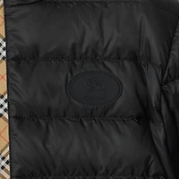 Checker-tape Nylon Hooded Puffer Jacket in Black | Burberry® Official