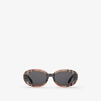 Check Oval Sunglasses in Antique yellow - Children | Burberry® Official