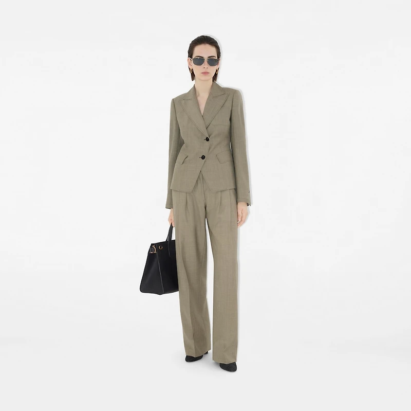 Wool Tailored Jacket in Olive drab - Women | Burberry® Official