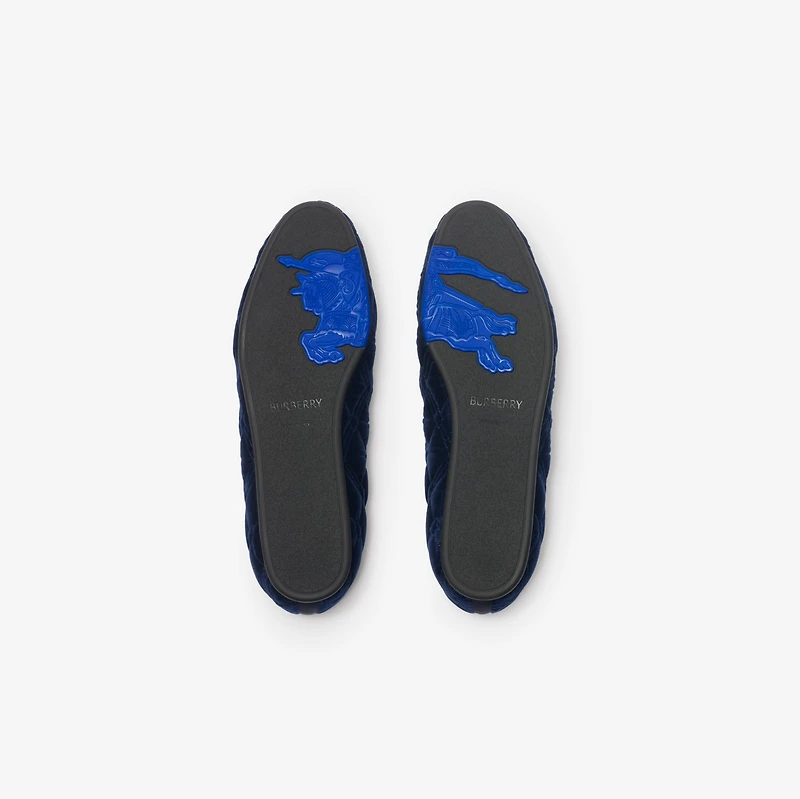 Quilted Velvet Estate Slippers in Silhouette blue - Men | Burberry® Official