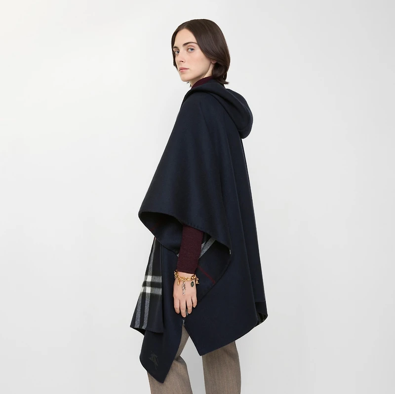Cashmere Hooded Cape in Ink blue | Burberry® Official