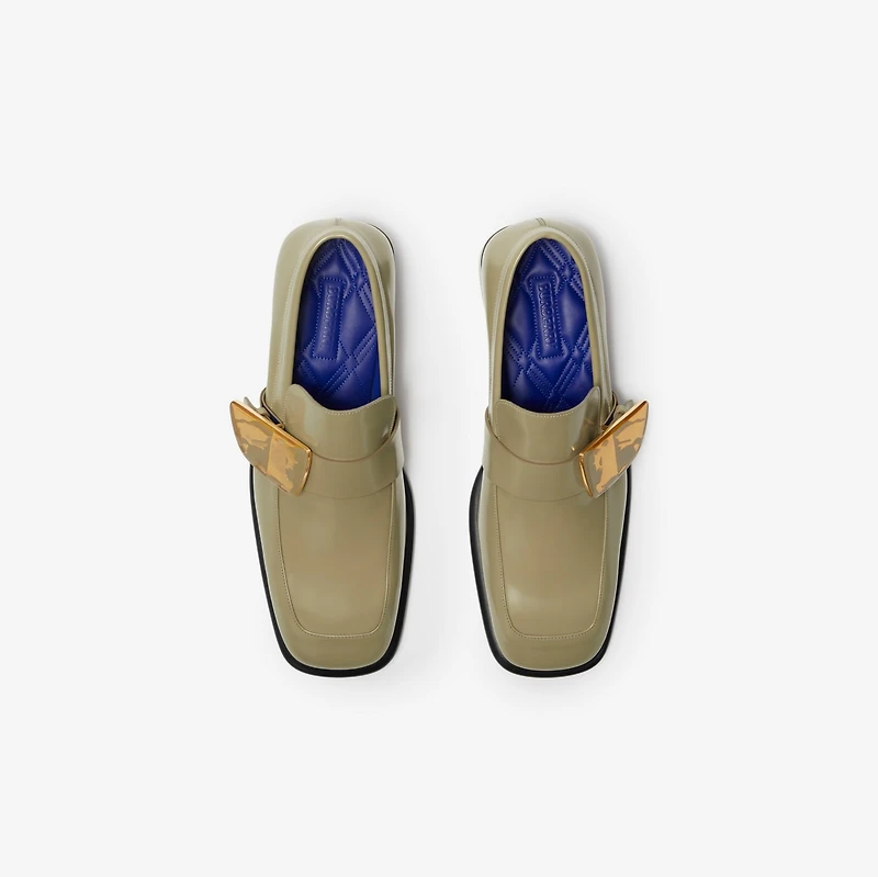 Leather Shield Loafers in Laurel - Men | Burberry® Official