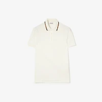 Check Trim Cotton Polo Shirt in Chalk white - Men | Burberry® Official
