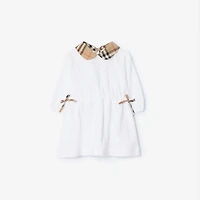 Check Cotton Dress with Bloomers in White