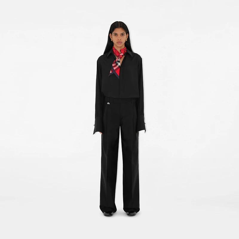 Skinny Check Silk Scarf in Scarlet | Burberry® Official