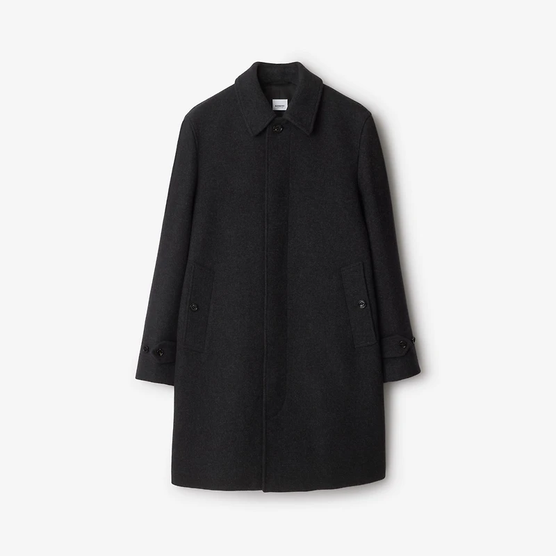 Mid-length Wool Blend Car Coat in Dark charcoal melange - Men | Burberry® Official