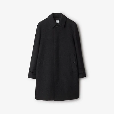 Mid-length Wool Blend Car Coat in Dark charcoal melange - Men | Burberry® Official
