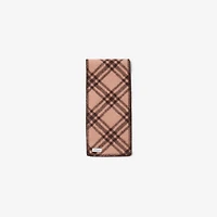 Narrow Check Wool Scarf in Bark brown/pink | Burberry® Official