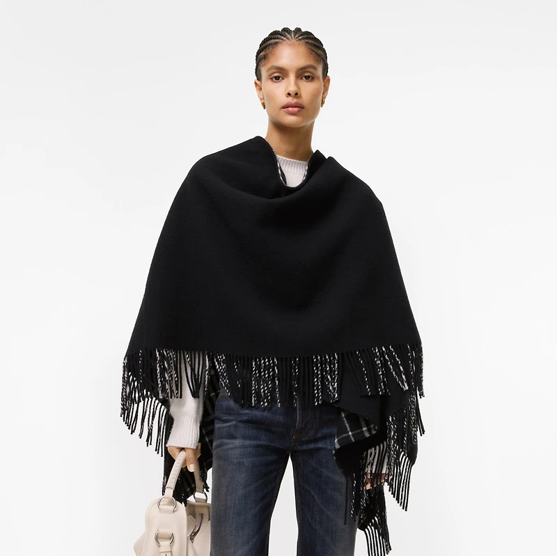 Wool Blanket Cape in Black/calico beige | Burberry® Official