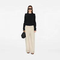Check Epaulette Wool Cashmere Blend Sweater in Black - Women | Burberry® Official