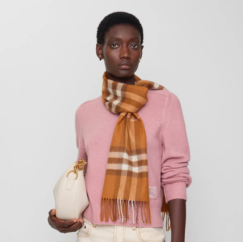 Check Cashmere Scarf in Squash | Burberry® Official