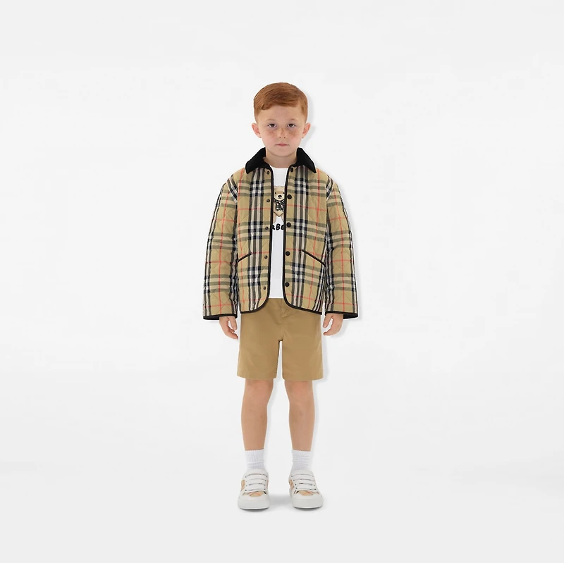 Check Quilted Nylon Barn Jacket in Sand | Burberry® Official