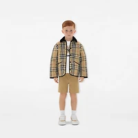 Check Quilted Nylon Barn Jacket in Sand | Burberry® Official