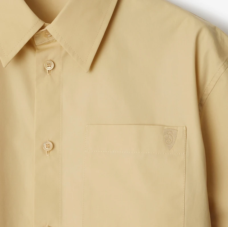 Cropped Cotton Shirt in Hay - Women | Burberry® Official