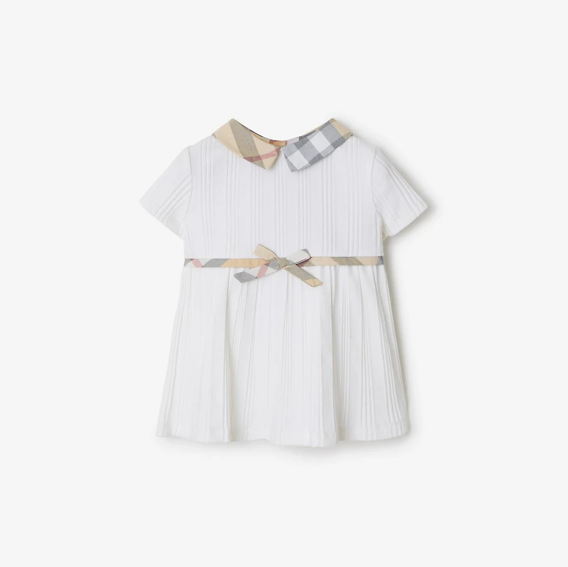Stretch Cotton Dress with Bloomers in White - Children | Burberry® Official