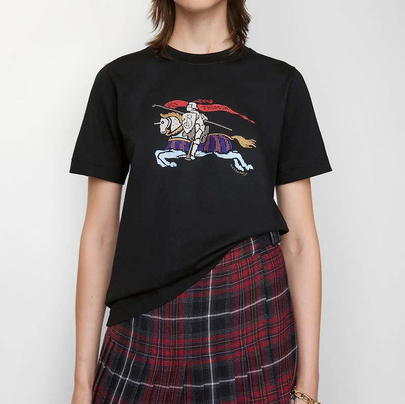 Crystal EKD Cotton T-shirt in Black - Women | Burberry® Official